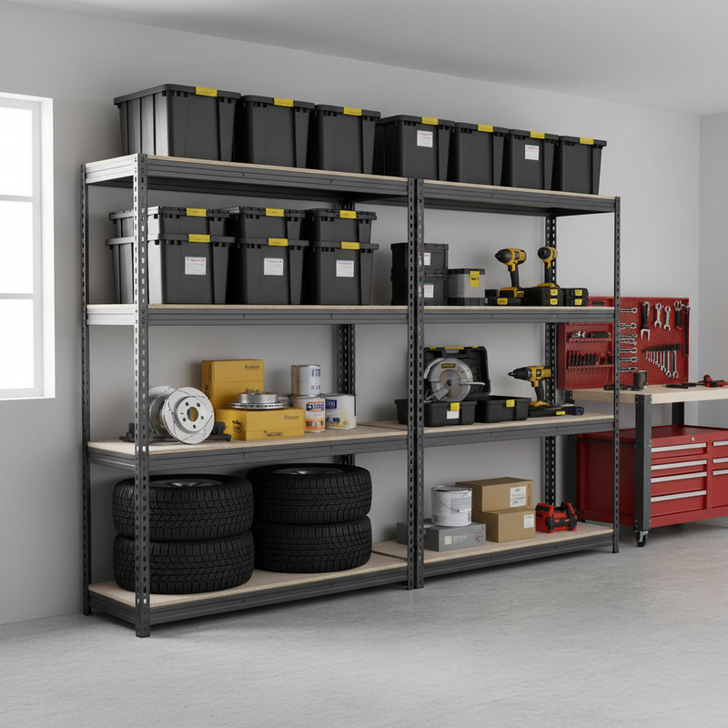 Heavy Duty Garage Shelving - 1800mm High - 500kg Capacity - Grey