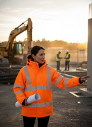 Premium Women's Executive Jacket with Breathable Mesh Lining, Concealed Hood, and High Visibility Features