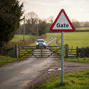 Premium Gates Ahead Warning Sign - Diagram 554B for Road Safety with Multiple Size Options from 450mm to 1500mm