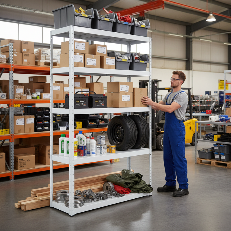 Heavy Duty Metal Shed Shelving - 1800mm High - 90/130kg Capacity - White