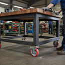 200mm Heavy Duty Braked Swivel Plate Castor Red Polyurethane