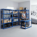 4 Heavy Duty Shelving Units - 1800mm High & 1 Workbench - 1200mm Wide - Blue