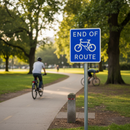 Premium Post Mounted End of Cycle Route Sign with Reflective Class R2 Material for Enhanced Visibility