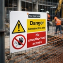 Danger Construction Site Sign – Custom Logo – Durable Correx – Industrial