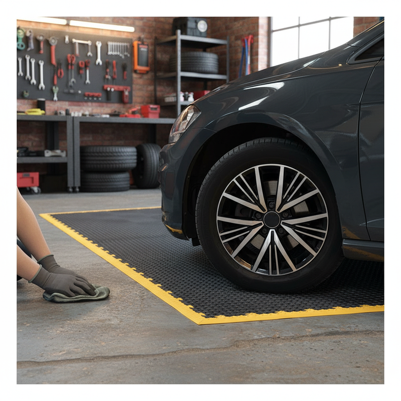 Heavy Duty Interlocking Floor Tiles Kit - Checker Plate Surface