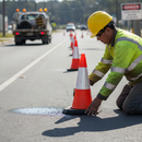 Premium Two-Part Traffic Cone with High-Visibility Reflective Sleeve and Durable Base for Road Safety