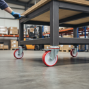 125mm Heavy Duty Swivel Bolt Hole Castor with Red Polyurethane Wheels