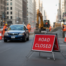 Premium Roll-Up Road Closed Sign 1050x750mm - Durable, Easy to Store, Chapter 8 Compliant