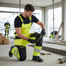 High-Visibility Bib & Brace with Kneepad Pockets - Fluorescent Yellow/Black