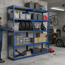 Heavy Duty Garage Shelving - 2130mm High - 200/280kg Capacity - Blue Finish