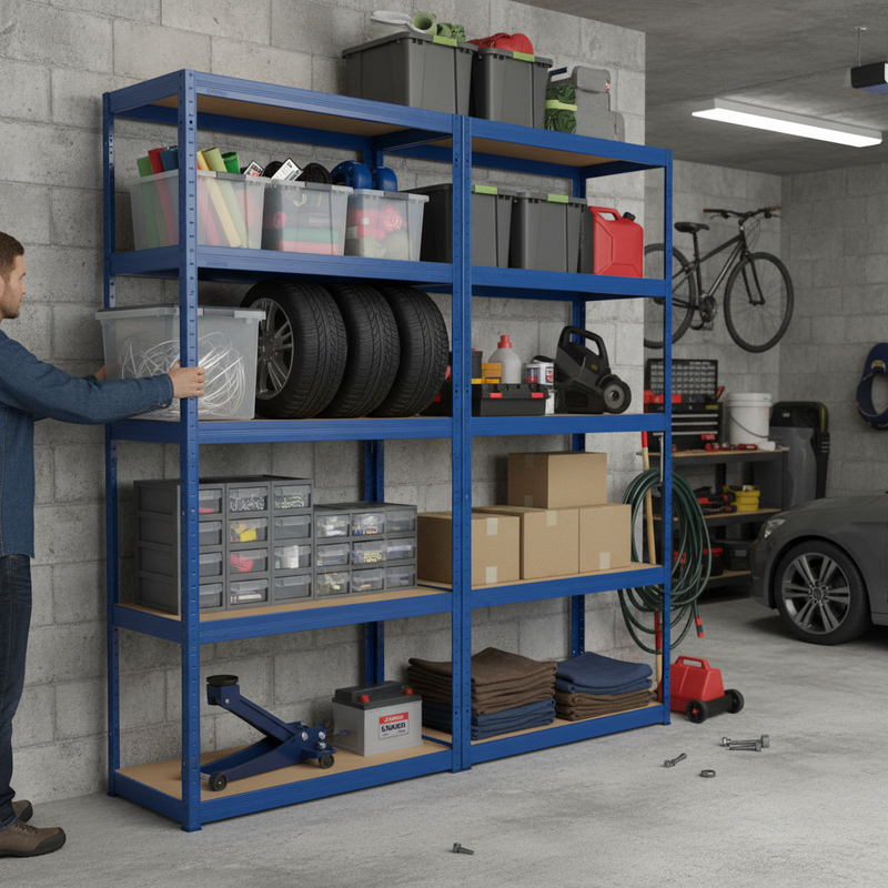 Heavy Duty Garage Shelving - 2130mm High - 200/280kg Capacity - Blue Finish