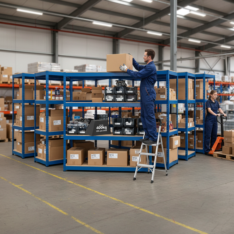 5x Heavy Duty Industrial Shelving - 2440mm High - 400kg Load Capacity - Chipboard