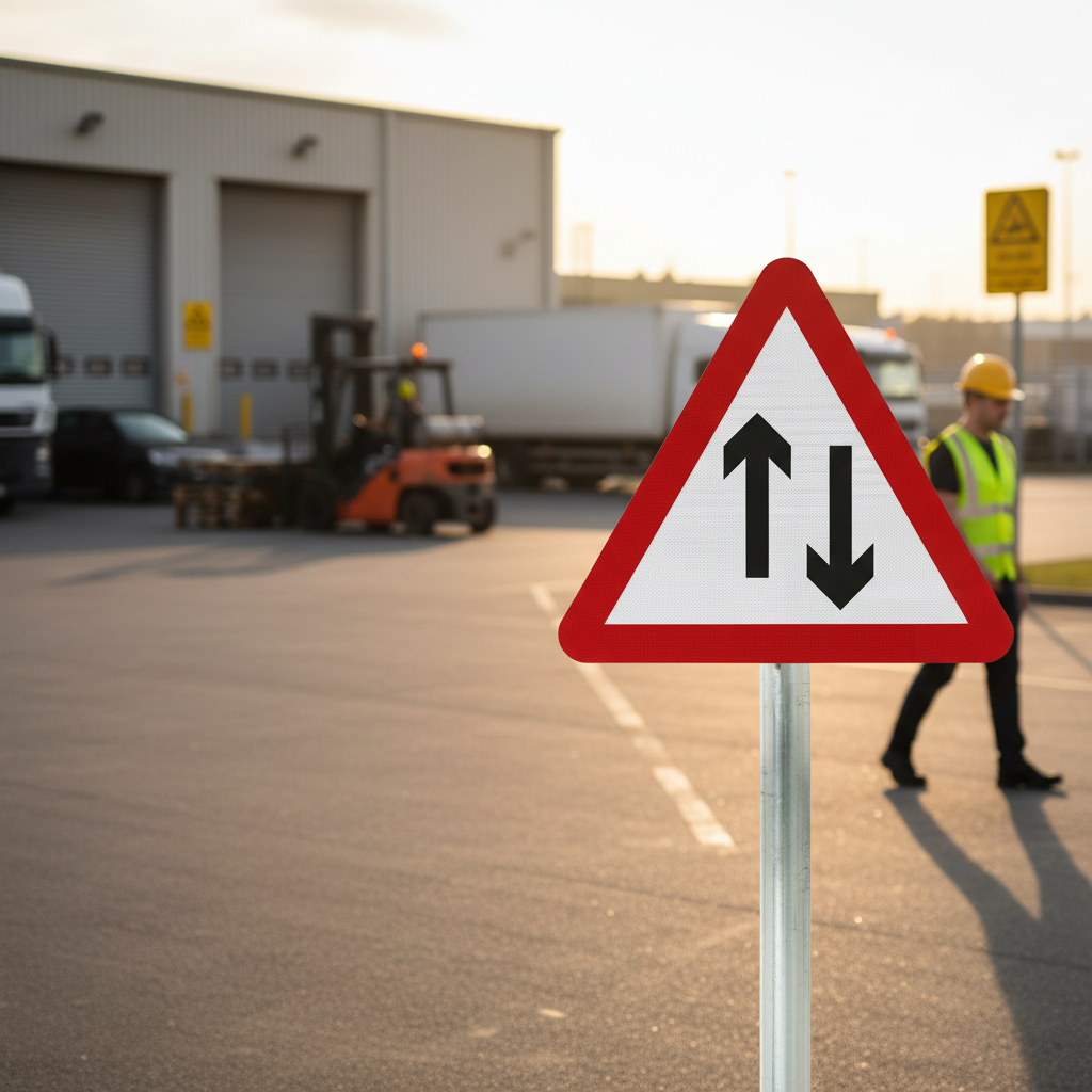 Professional Two Way Traffic Post Mounted Sign 450mm to 1500mm for Roa