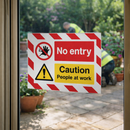 No Entry Caution People At Work Door Screen Sign – 600mm x 450mm – Flexible PVC – Indoor/Outdoor Use