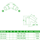 Acute Angle Elbow – Clamp Fitting for Sloped Tube to End Post, 33.7mm–48.3mm
