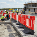 Premium Pedestrian Separation Barrier System with Reflective Strips and Durable Design for Public Road Safety