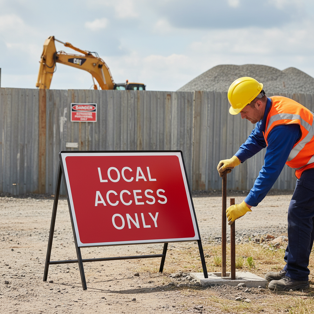 Professional Local Access Only Metal Sign - 1050x750mm Reflective Face