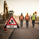 Premium Roll-Up Road Sign 'End' - Durable, Collapsible Design for Road Works and Maintenance Teams