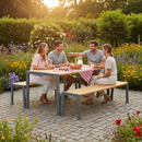 Premium 1.8m Picnic Bench Set with Durable Steel Frame and Low-Maintenance Recycled Plastic