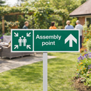 Assembly Point Sign with Post – 450mm x 150mm – 2mm Aluminium – Outdoor