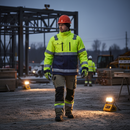 Premium Hi-Vis Yellow and Navy Blue Winter Jacket with Waterproof Fabric, Reflectors, and Quilt Lining for All-Weather Protection