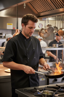 Professional Short Sleeve Chef's Jacket - 65% Polyester 35% Cotton with Stud Fastening for Comfort and Durability