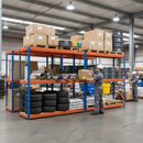 Heavy Duty Industrial Shelving - 1980mm High - 800kg Capacity - Chipboard - Blue & Orange