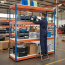 Premium Industrial Shelving - 3050mm High - 800kg Capacity - Melamine - Blue & Orange