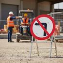 Professional No Left Turn Sign - Quick Fit Design, 750mm Diameter for Traffic Management