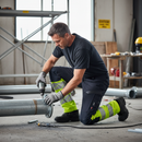 High-Performance Safe Trousers With Kneepad Pockets - Dark Navy/Hi-Vis Yellow