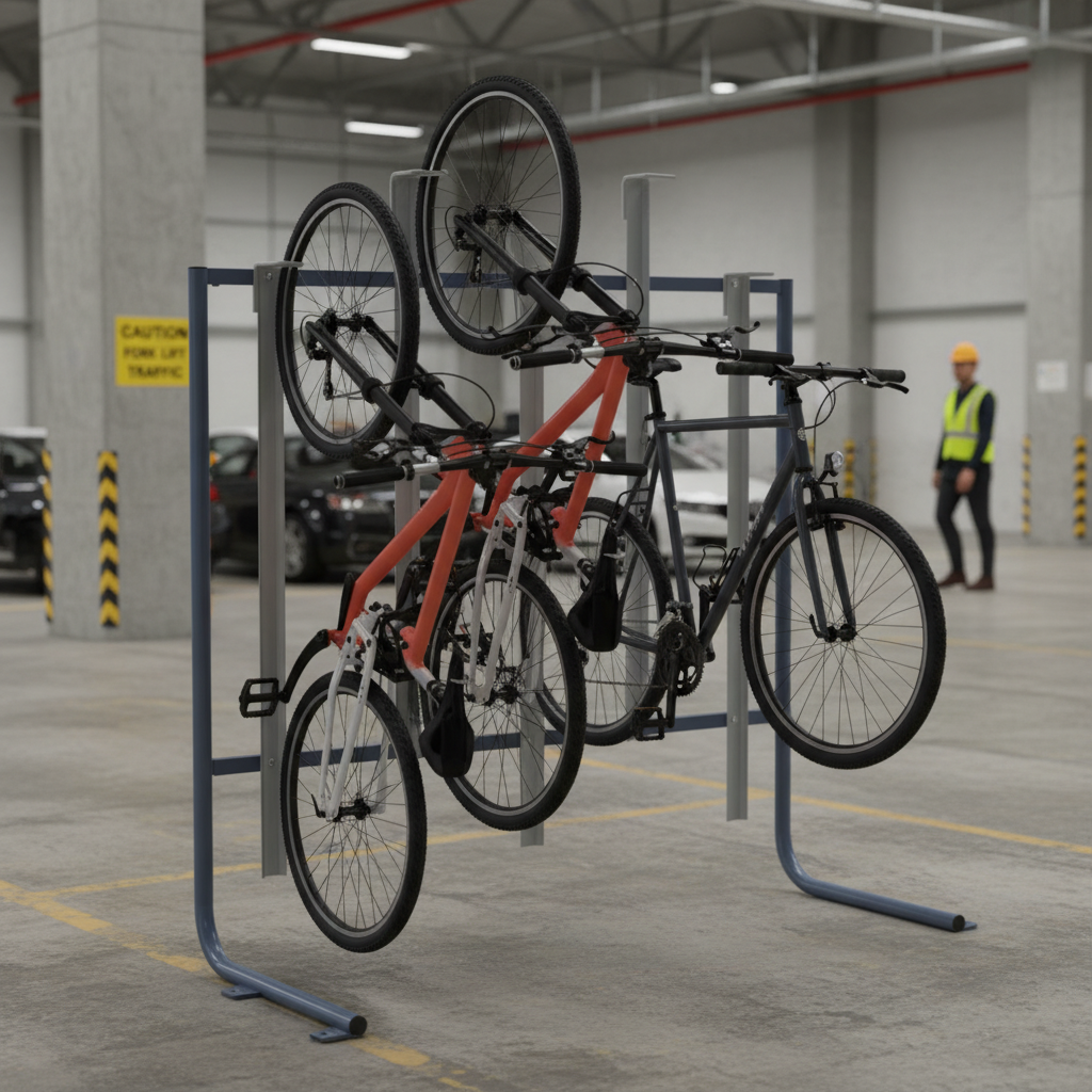 Simple Cycle Stack Premium Slimline Semi Vertical Cycle Racks - Space-Saving Design for H