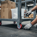 80mm Braked Swivel Plate Castor with Red Polyurethane Wheel