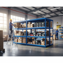 Heavy Duty Industrial Shelving - 2440mm High - 400kg Load Capacity - Melamine - Blue