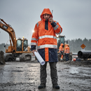 Premium High-Visibility Waterproof Rain Jacket with Adjustable Features and Certified Protection Standards
