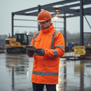 Premium Heavy Duty Electric Arc Flash & Fire Retardant Hi-Vis Orange Storm Coat with Anti-Static Features and Waterproof Design