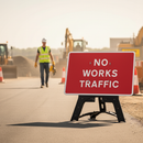 Professional No Works Traffic Sign 1050mm x 750mm with High-Quality Stand and RA1 Reflective Face for Effective Traffic Management