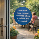 Mandatory Unlocked Door Sign – 1mm Rigid Plastic – Indoor/Outdoor Use