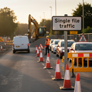 Professional Single File Traffic Supplementary Plate for Road Safety, Customizable with Arrows and Distances