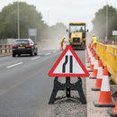 Professional Road Narrows Reversible Sign with RA1 Reflective Face and QuickFit Toggle System - 750mm Diameter