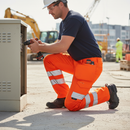 Premium High-Performance Stretch Cargo Trouser, ISO 20471 Class 1, Railway Standard, Lightweight and Durable in Orange