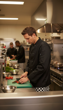 Professional Long Sleeve Chef's Jacket with Stud Fastening - 65% Polyester, 35% Cotton for Comfort and Durability