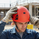 Heavy Duty Wheel Ratchet Safety Helmet with Hi-Vis Orange Design