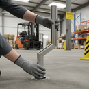 Premium Heavy Duty Cranked Bollards - Brushed Stainless Steel with Impact Resistance and Flat Top Design for Enhanced Security