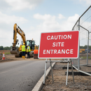 Professional Caution Site Entrance Sign 1050x750mm - Essential Safety Warning for Heavy Vehicle Traffic
