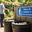 Safety Sign – Place All Rubbish In Bins – Rigid Plastic & Vinyl – Indoor/Outdoor Use