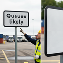 Professional Supplementary Road Sign for Warning of Queues - Adjustable Text Size and Variants Available