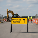 Premium Diverted Traffic Ahead Sign - Heavy Duty Zintec Metal Construction 1050x450mm for Road Safety