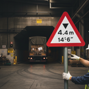 Premium Available Headroom Warning Post Mounted Sign with Metric and Imperial Measurements for Vehicle Clearance