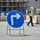 Professional Right Turn Ahead Sign Diagram 609 - 750mm Durable Plastic for Temporary Roadworks