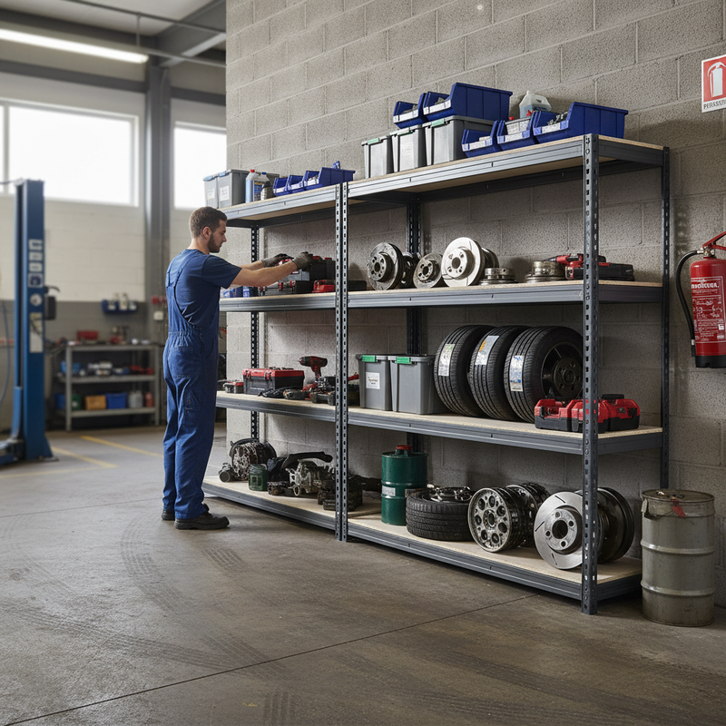 2x Heavy Duty Garage Shelving - 2200mm High - 500kg Load Capacity - Grey